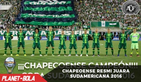 CONMEBOL Nobatkan Chapecoense sebagai Juara Copa Sudamericana 2016