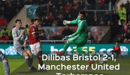 Dilibas Bristol 2-1, Manchester United Terhempas